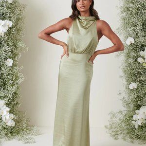 Farrah Maxi Bridesmaid Dress in Olive Size 16